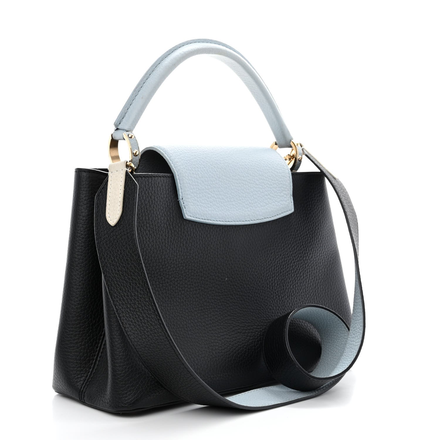 Louis Vuitton Taurillon Capucines MM Black Blue White 3 of 12