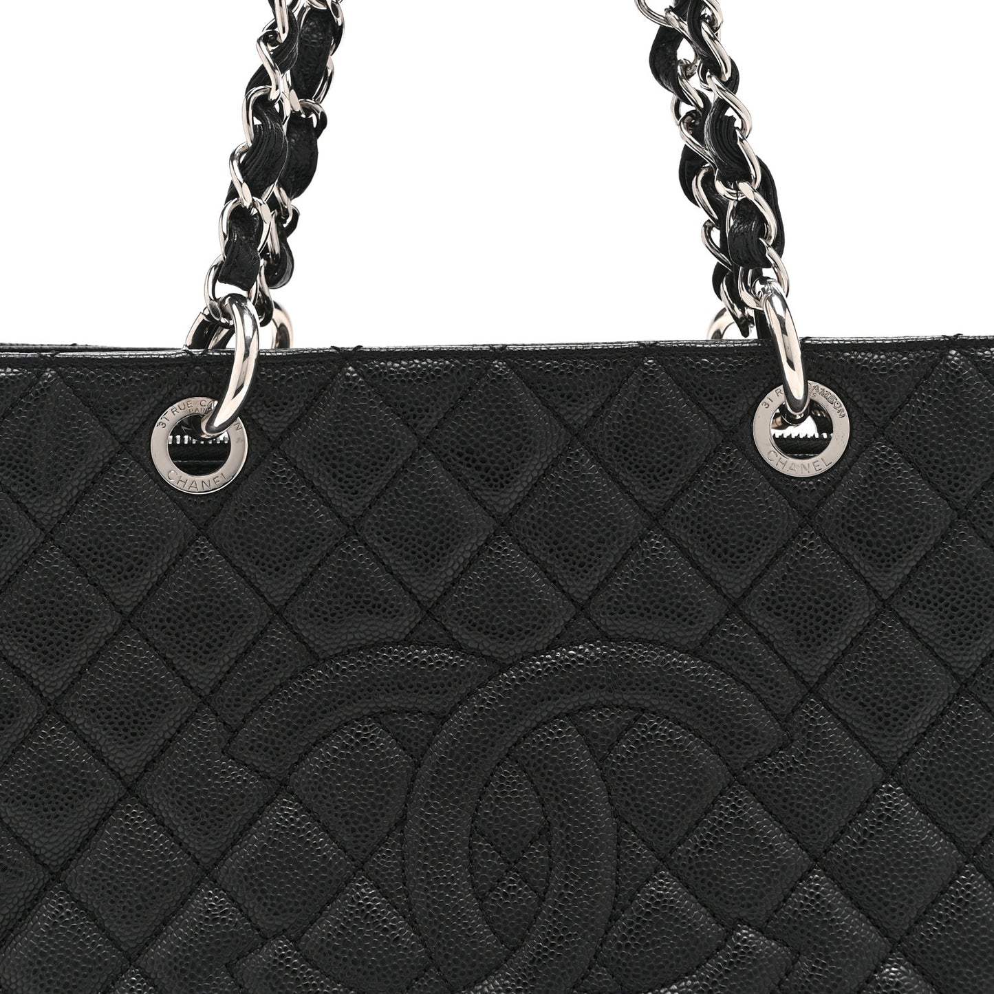 Caviar Quilted Grand Shopping Tote GST Black