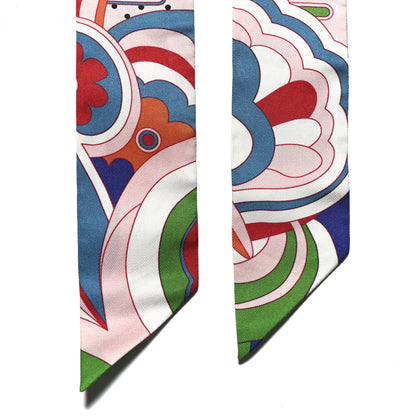 Hermes Silk Faubourg Rainbow Twilly Rose Pale Rouge Vert 2 of 4