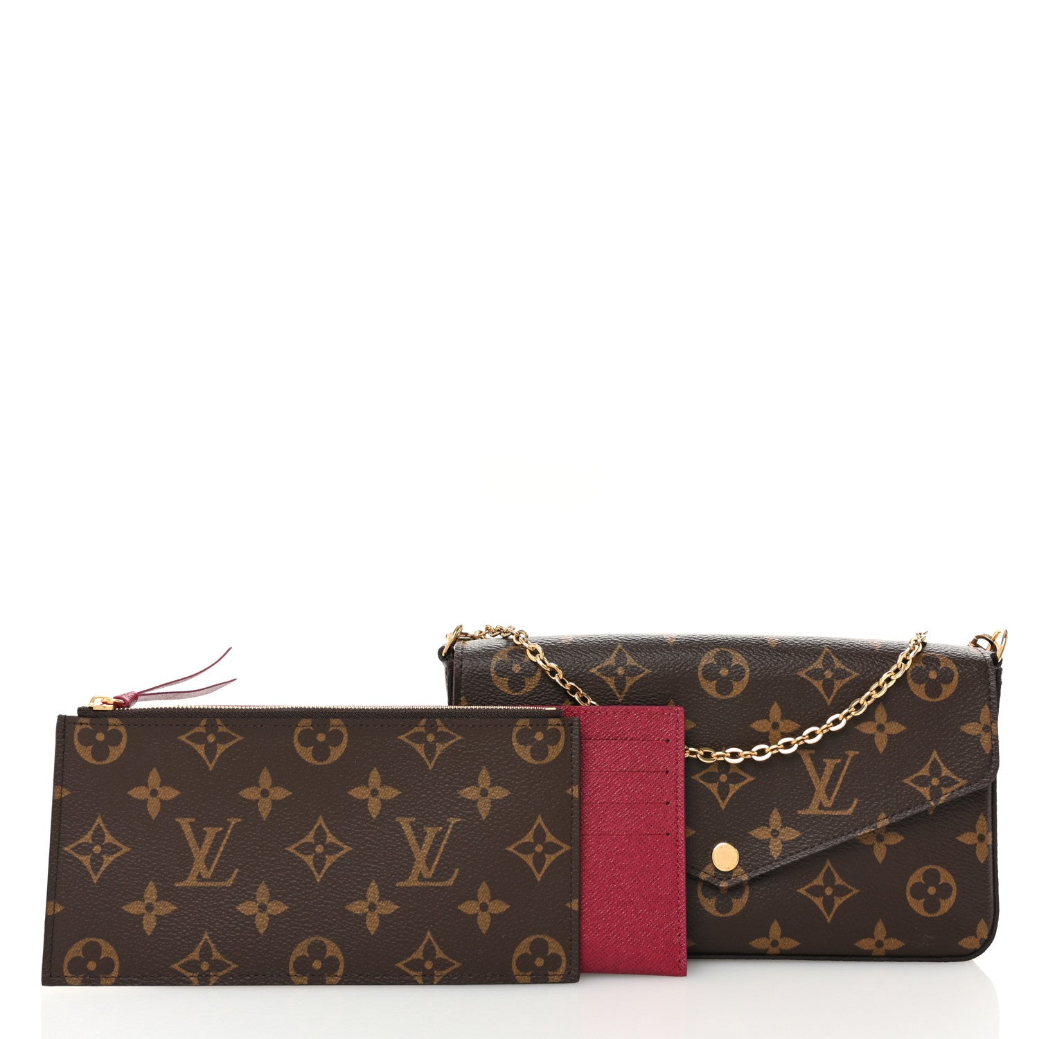 Louis Vuitton Monogram Pochette Felicie Chain Wallet Fuchsia 3 of 11