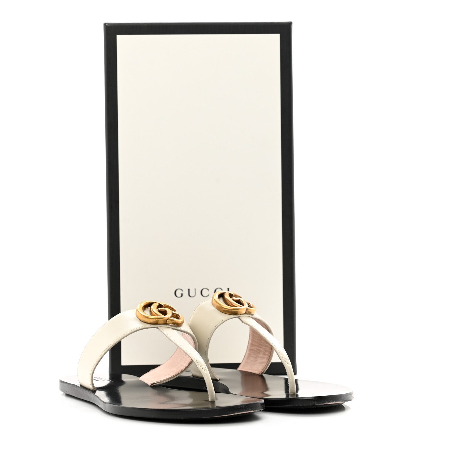 Gucci Calfskin GG Marmont Thong Sandals 36.5 Mystic White 11 of 11