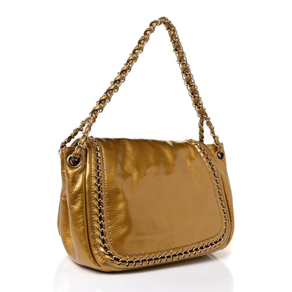 Chanel Metallic Patent Luxe Ligne Flap Gold 2 of 8