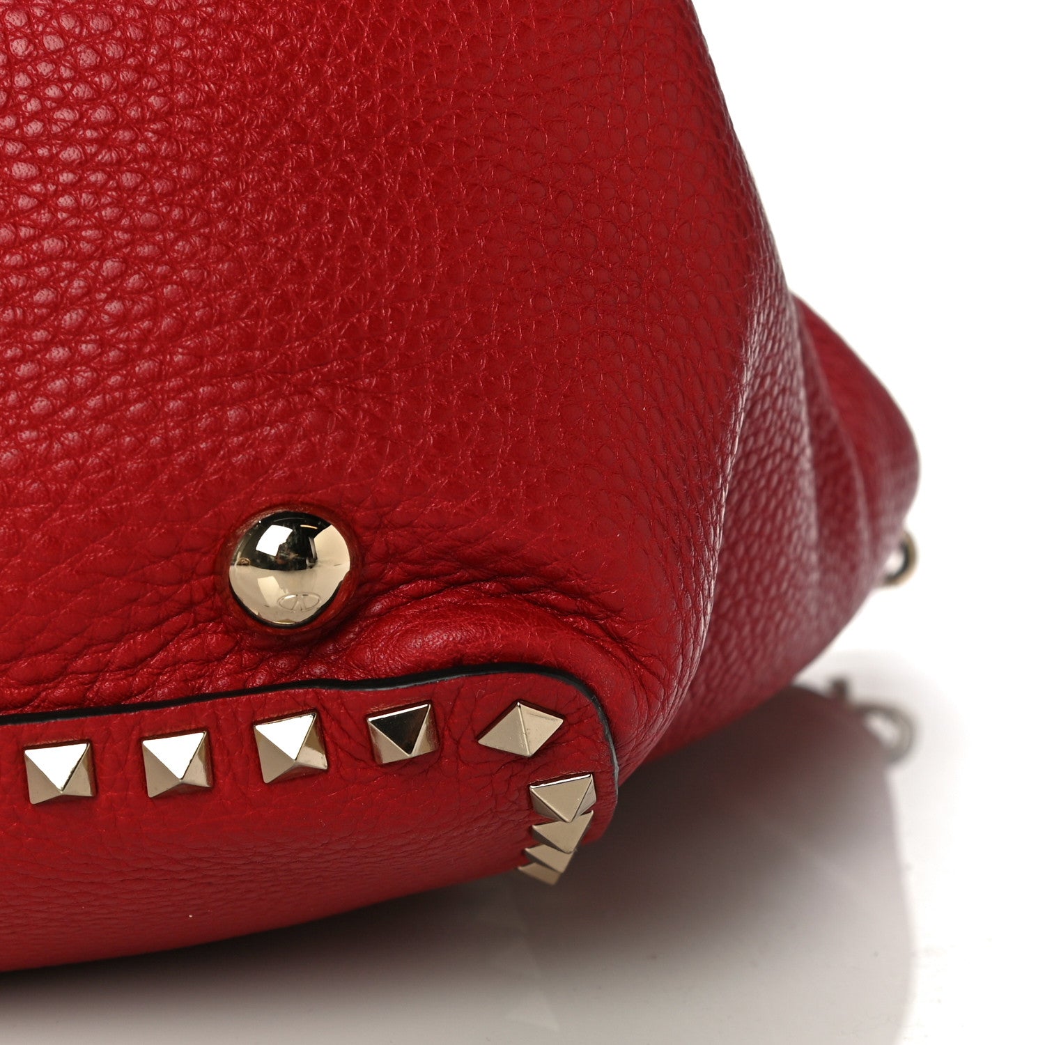 Valentino Garavani Pebbled Calfskin Medium Rockstud Tote Rosso Valentino 17 of 17