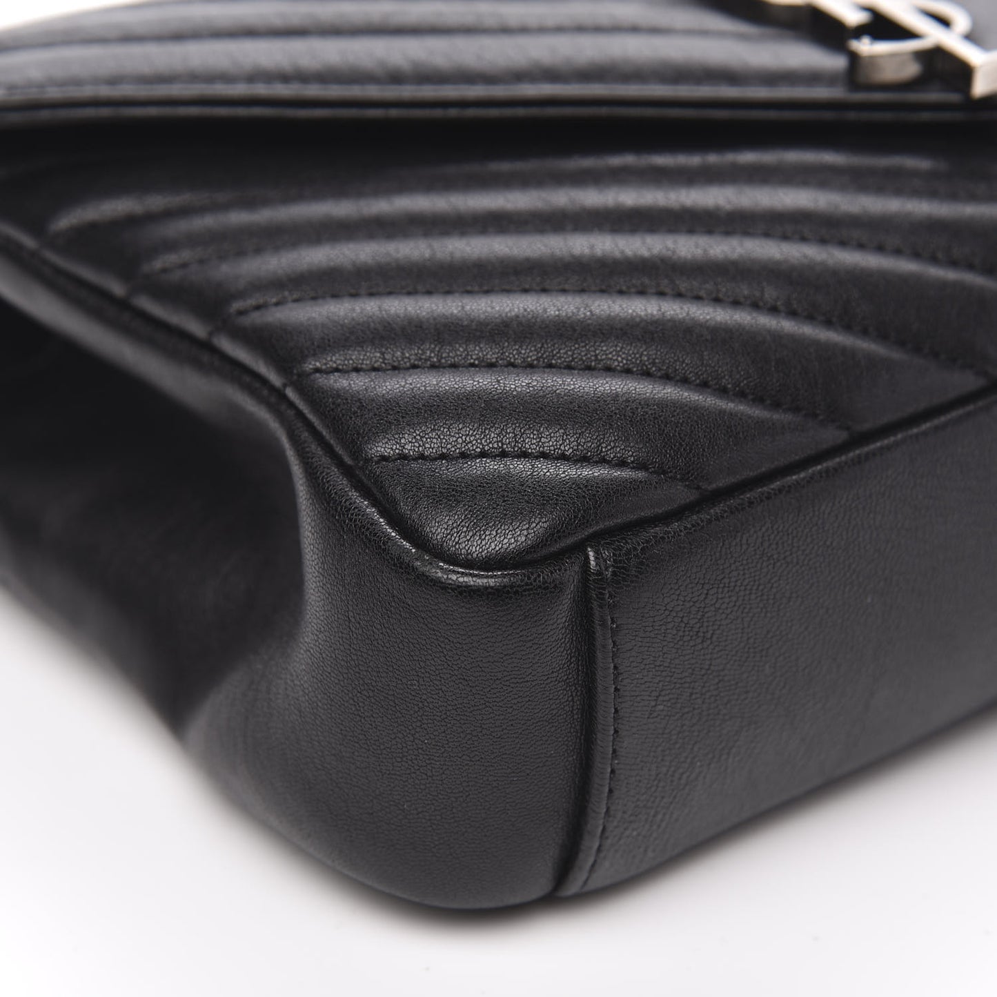 Sheepskin Matelasse Chevron Monogram Medium College Bag Black