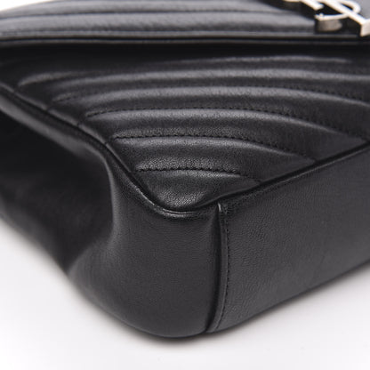 Saint Laurent Sheepskin Matelasse Chevron Monogram Medium College Bag Black 9 of 12