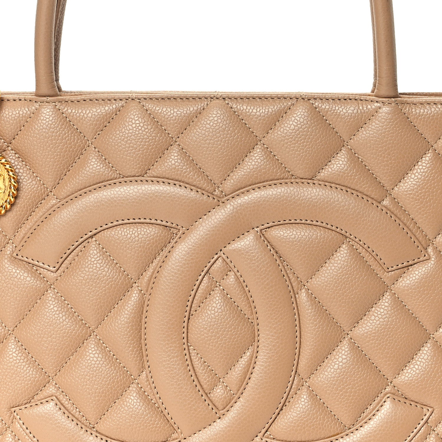 Chanel Caviar Quilted Medallion Tote Beige 8 of 10