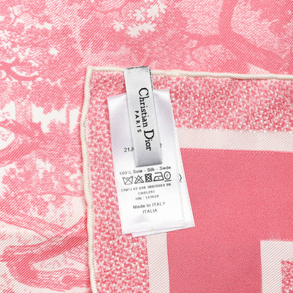 Christian Dior Silk Toile De Jouy Sauvage Square Scarf Peony Pink 3 of 5