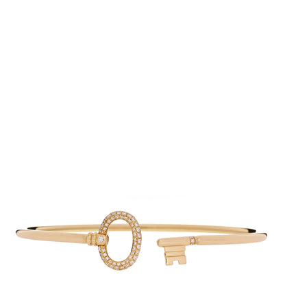 Tiffany 18K Yellow Gold Diamond Keys Wire Bracelet 1 of 4