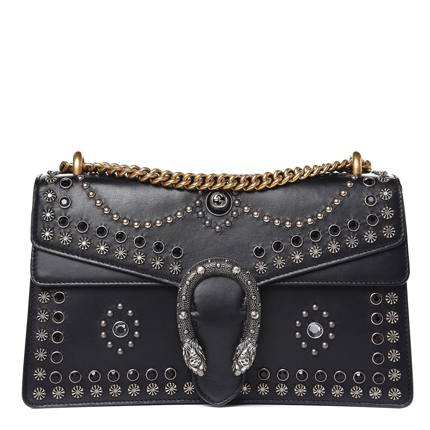 Calfskin Studded Small Dionysus Shoulder Bag Black