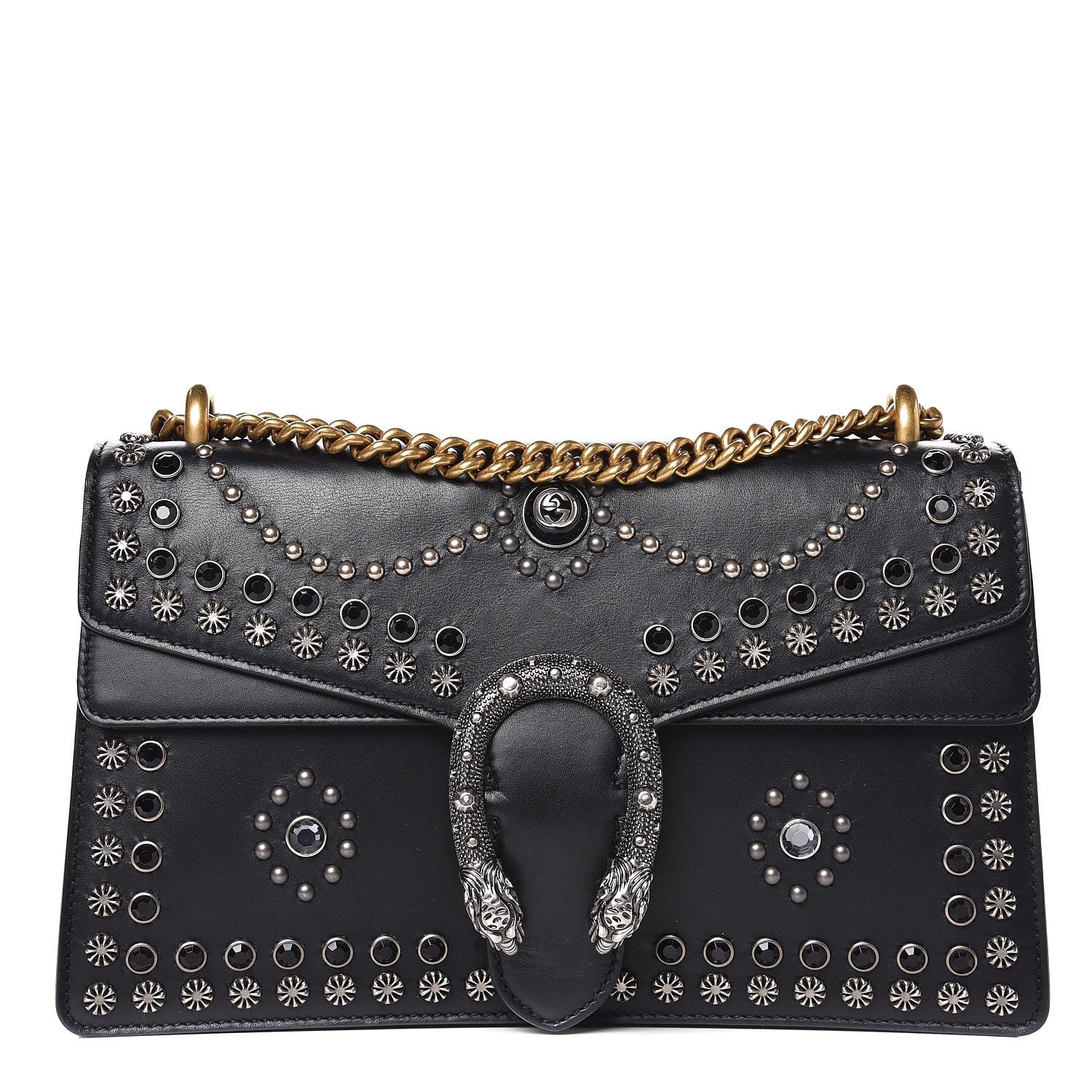 Gucci Calfskin Studded Small Dionysus Shoulder Bag Black 1 of 11