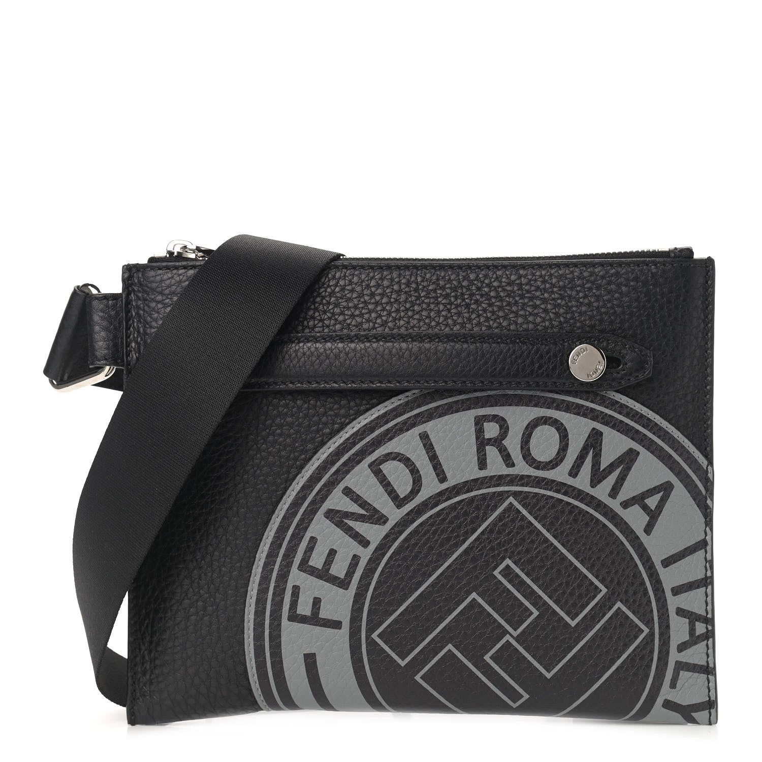 Fendi Cuoio Romano Selleria Fendi Stamp Patch Messenger Black Grigio 1 of 7