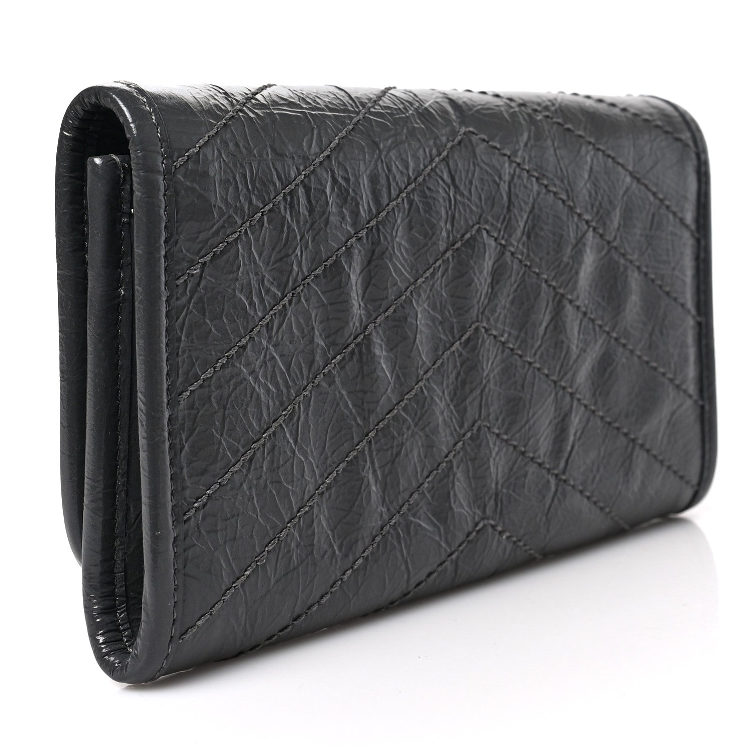 Saint Laurent Crinkled Calfskin Matelasse Monogram Niki Wallet Storm 3 of 6