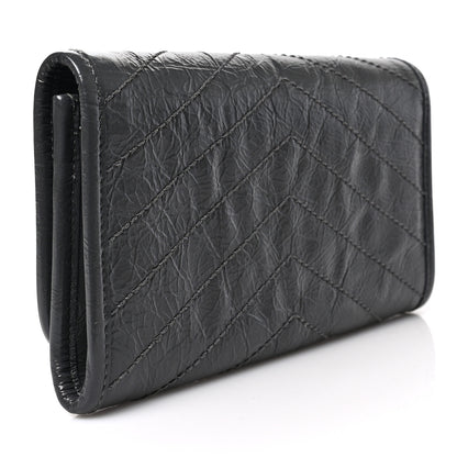 Saint Laurent Crinkled Calfskin Matelasse Monogram Niki Wallet Storm 3 of 6