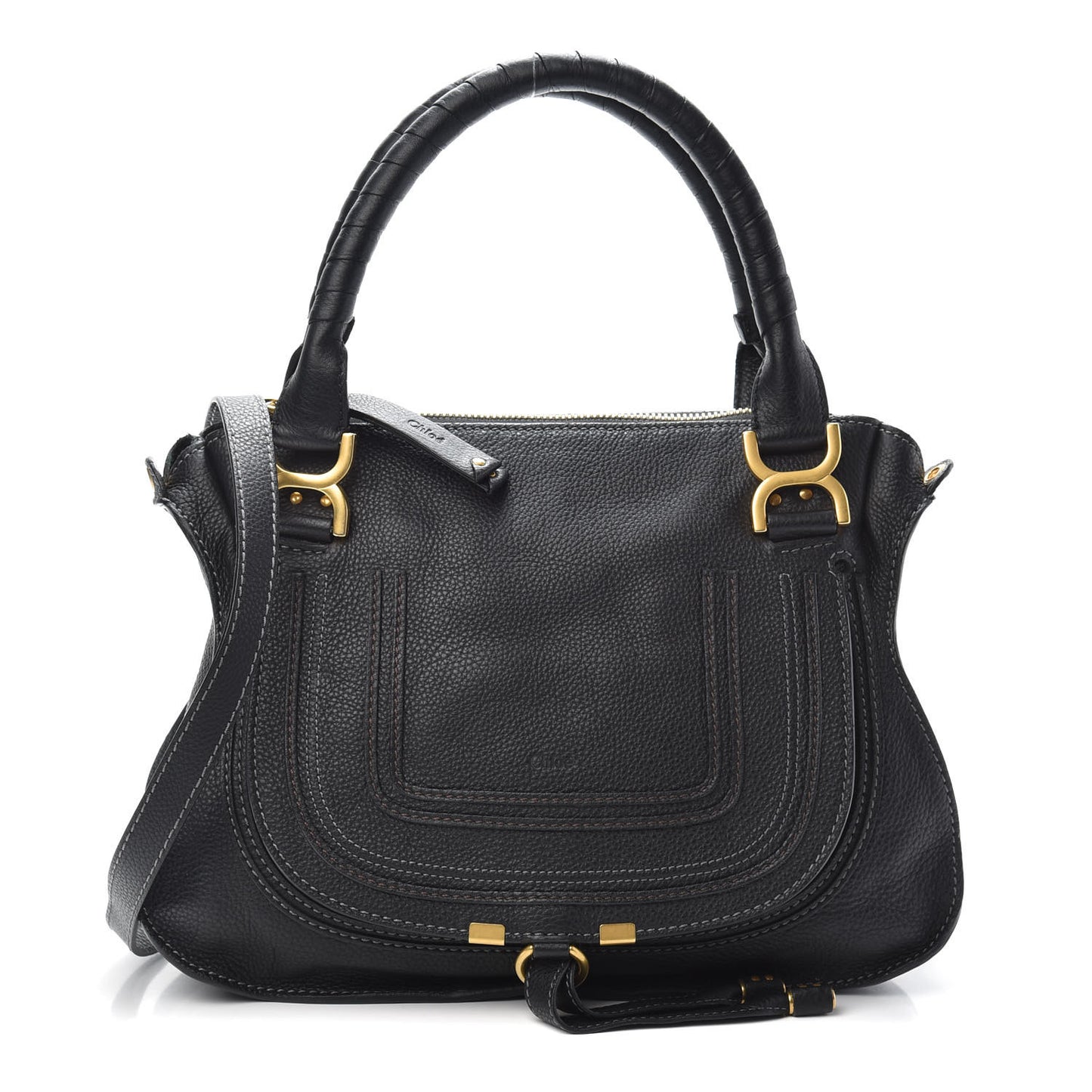 Calfskin Medium Marcie Satchel Black