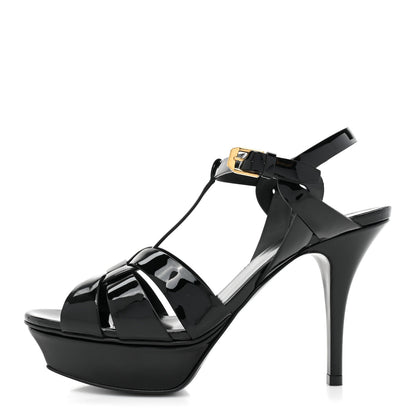 Saint Laurent Patent Tribute 75 Platform Sandals 38 Black 1 of 9