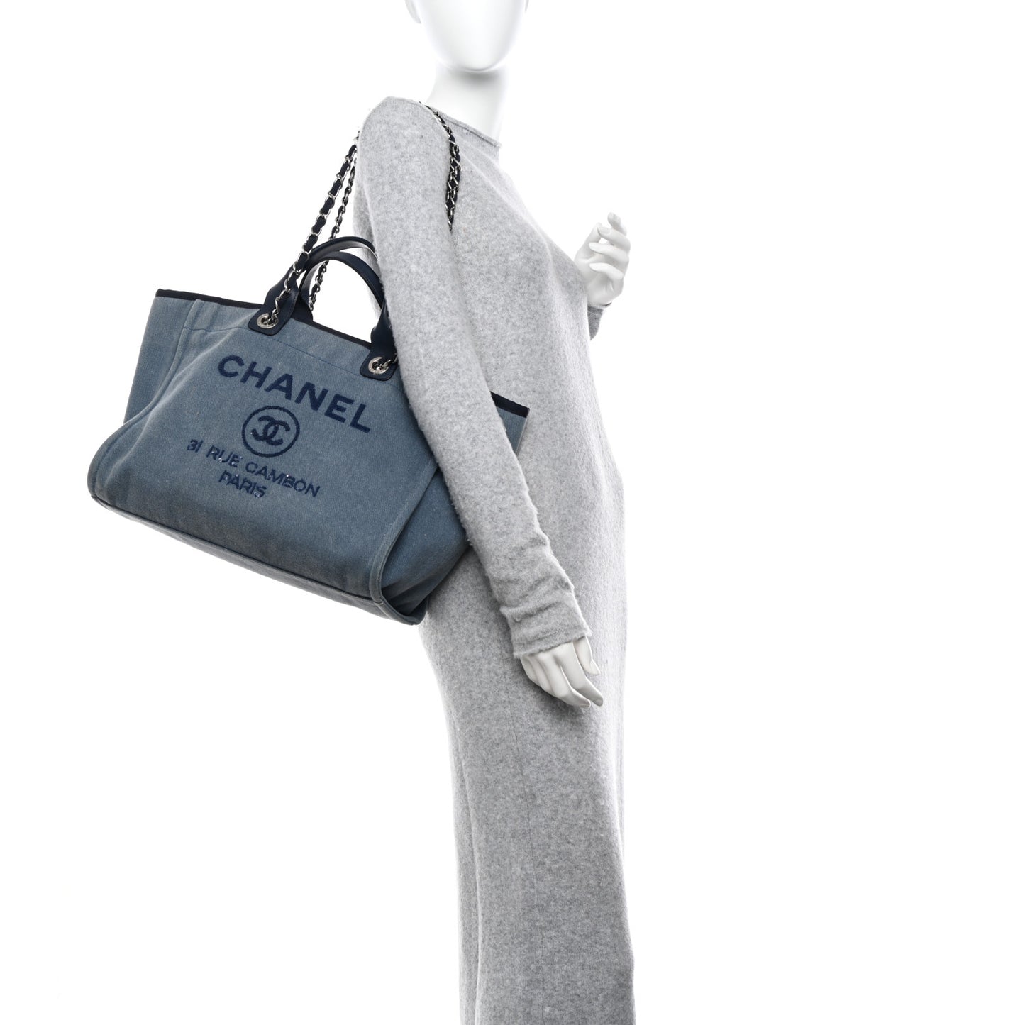 Canvas Sequin Medium Deauville Tote Navy
