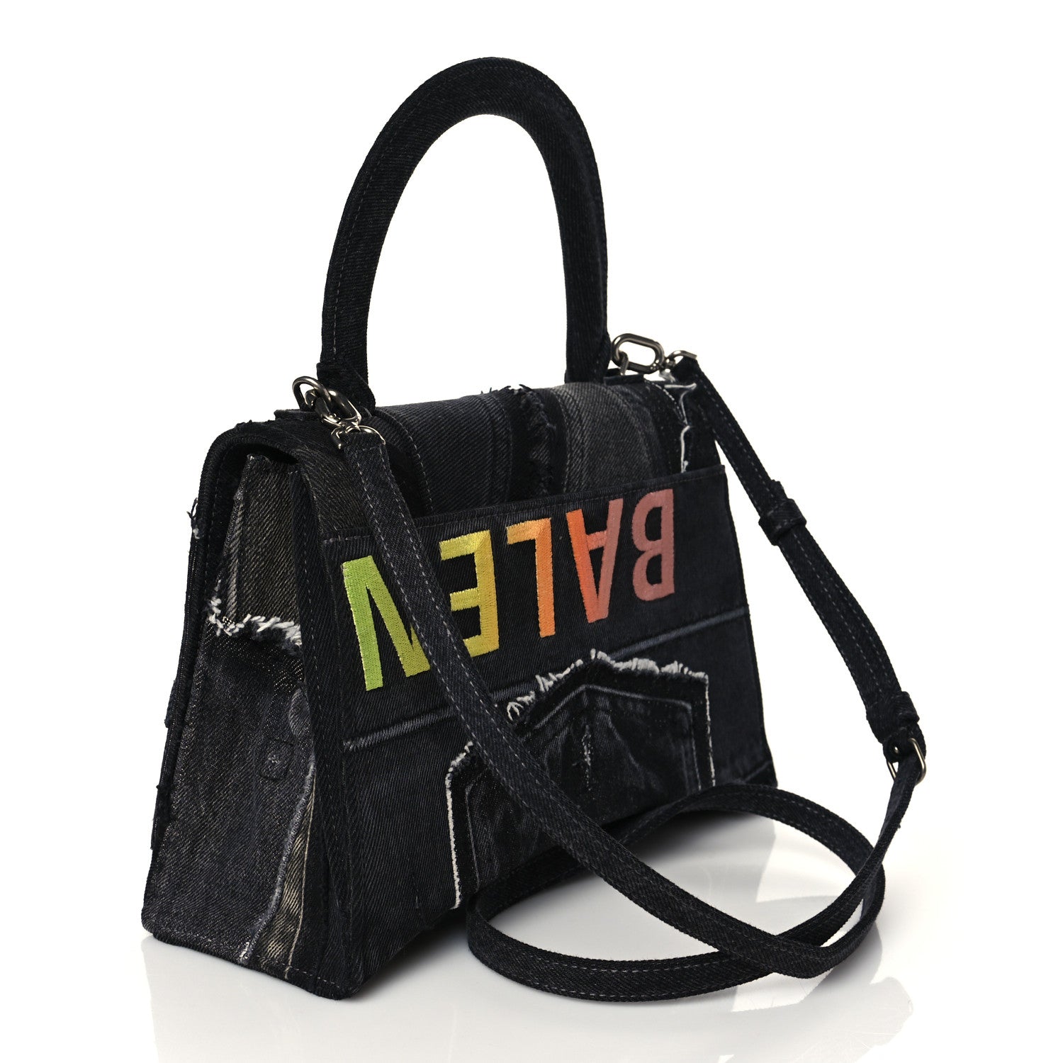 Balenciaga Denim Patchwork Limited Edition Medium Hourglass Top Handle Bag 3 of 10