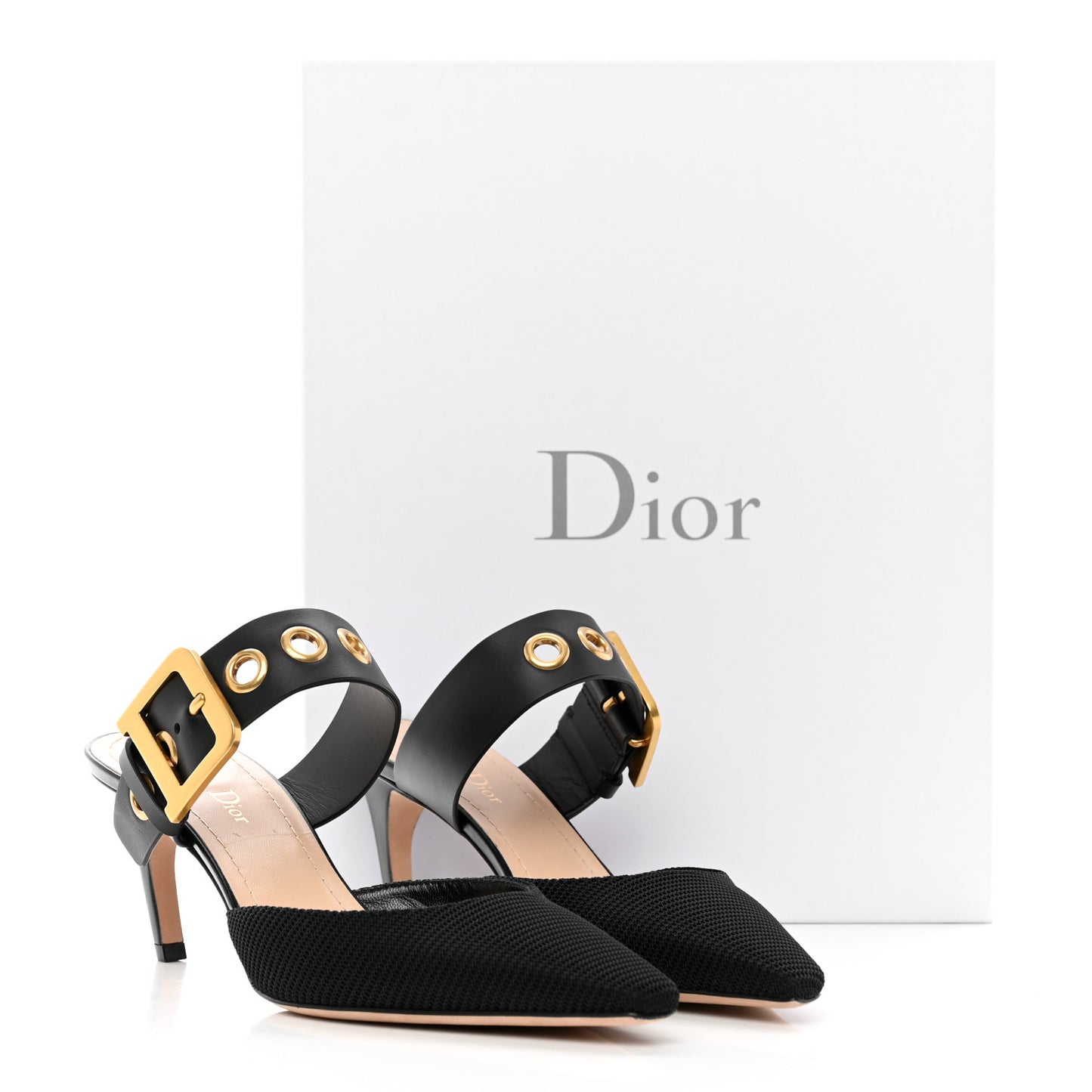 Technical Fabric Calfskin D-Dior 65mm Mules 38 Black