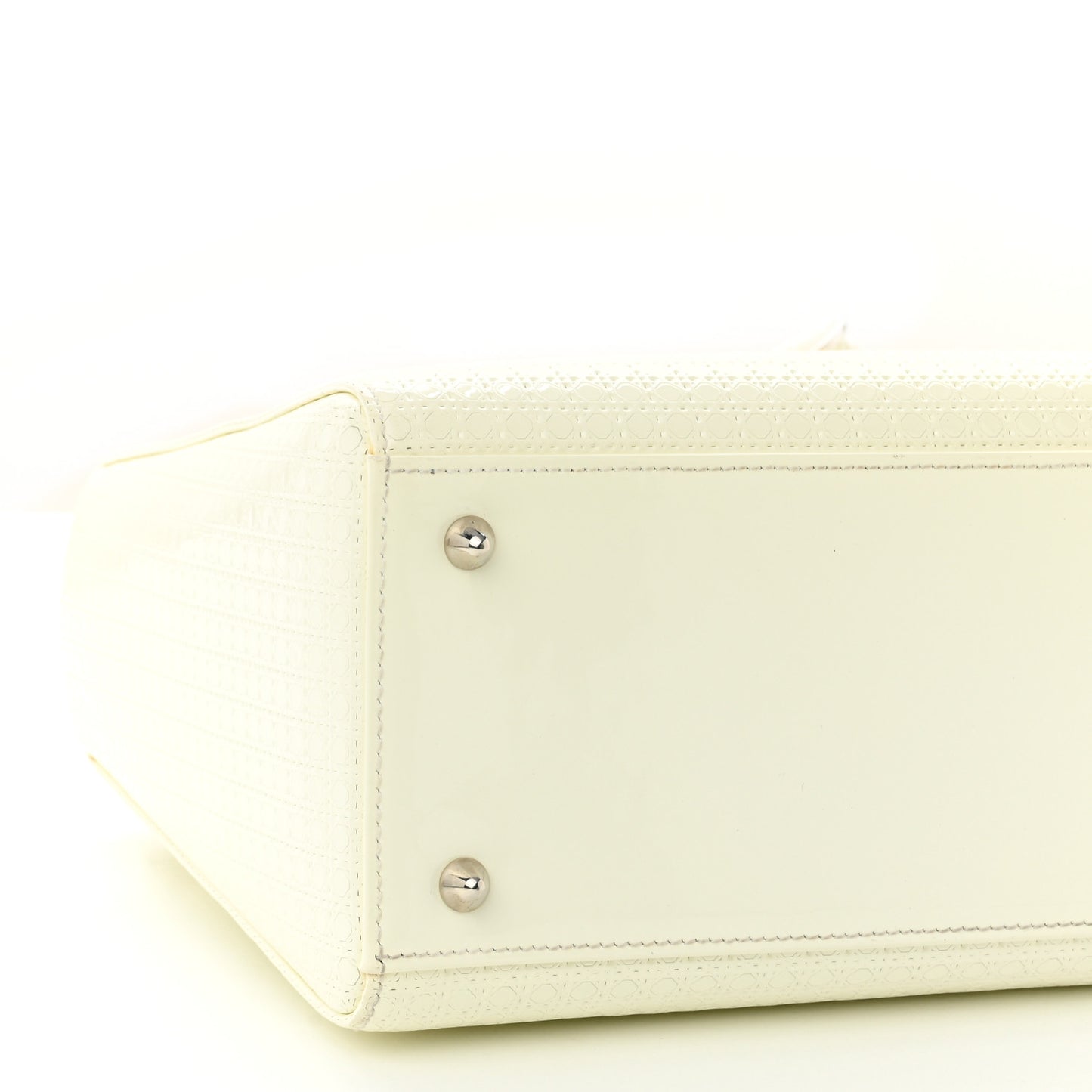 Patent Micro-Cannage Medium Lady Dior White