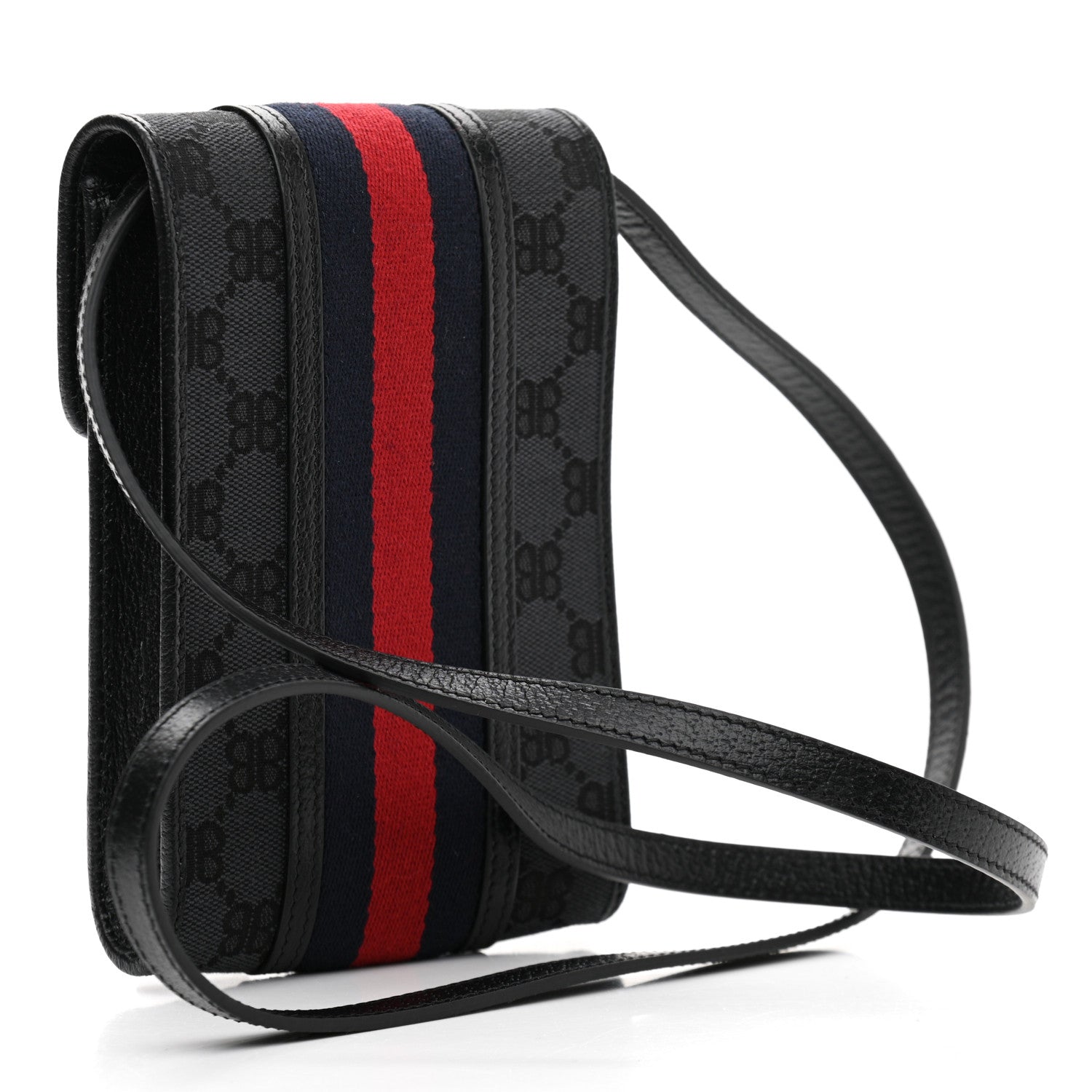 Gucci X BALENCIAGA BB Monogram Web Mini Ophidia Crossbody Bag Black 3 of 9