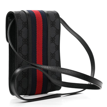 Gucci X BALENCIAGA BB Monogram Web Mini Ophidia Crossbody Bag Black 3 of 9