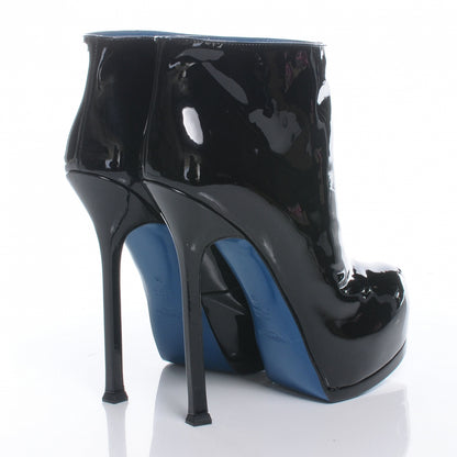 Saint Laurent Patent Tribtoo 105 Platform Boots 38 Black Turquoise 4 of 7