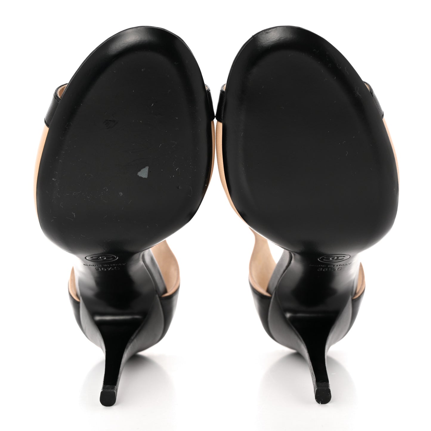 Lambskin Peep Toe Sandals 36.5 Beige Black