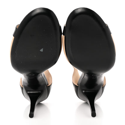 Chanel Lambskin Peep Toe Sandals 36.5 Beige Black 5 of 9