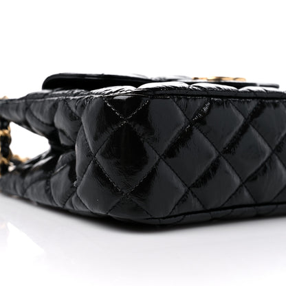 Chanel Shiny Crumpled Calfskin Quilted Small Wavy CC Hobo Black 8 of 10