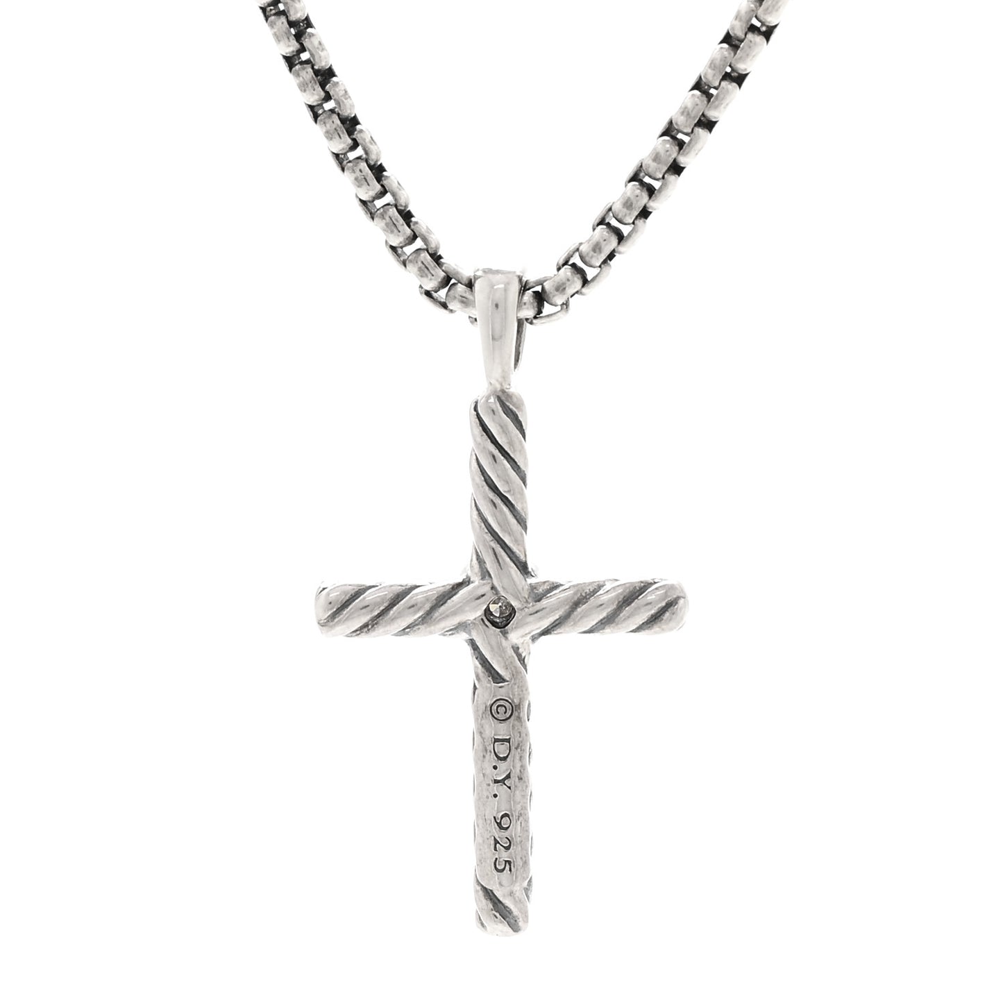 Sterling Silver Diamond Cable Classics Cross Necklace