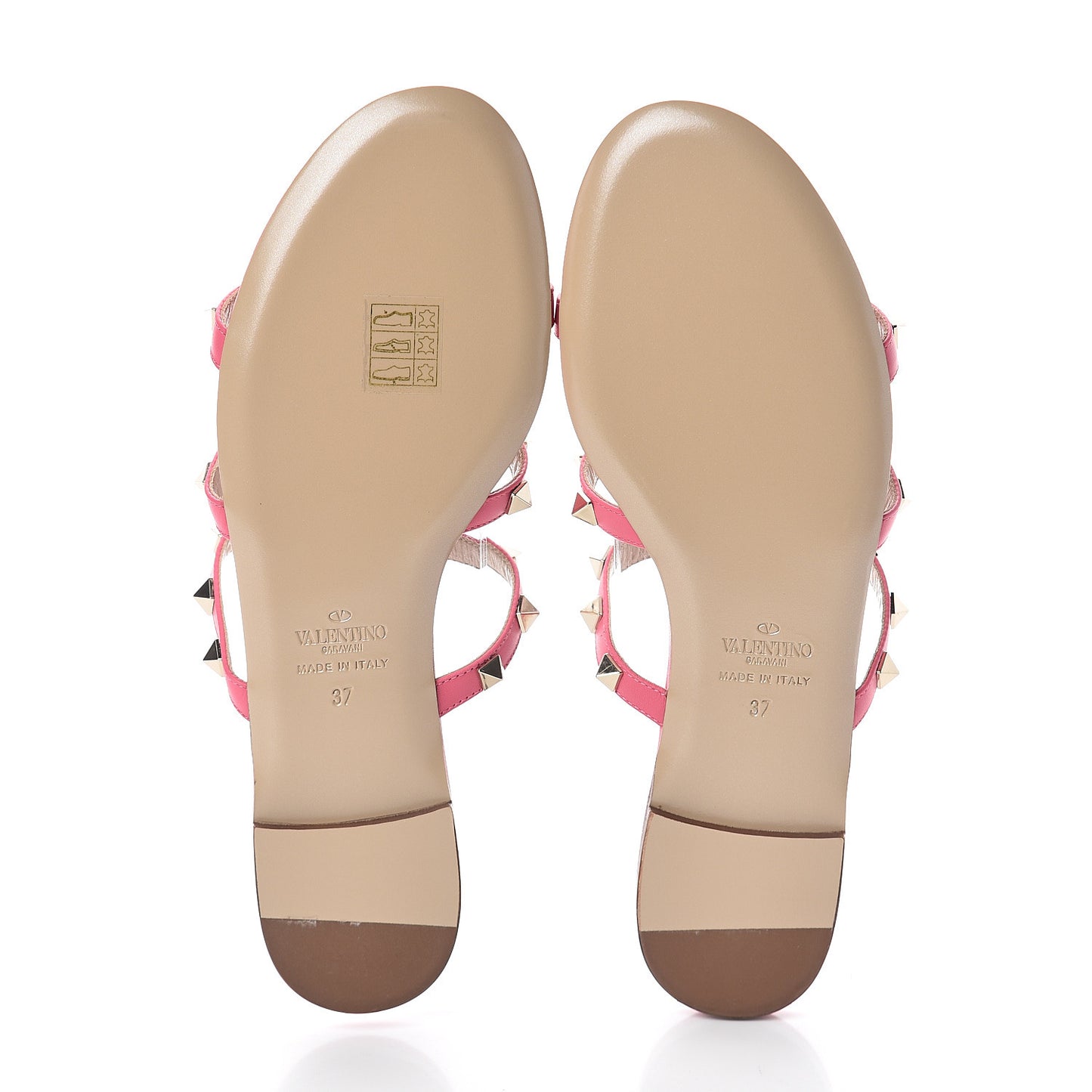 Nappa Rockstud Caged Flat Slide Sandals 37 Shadow Pink
