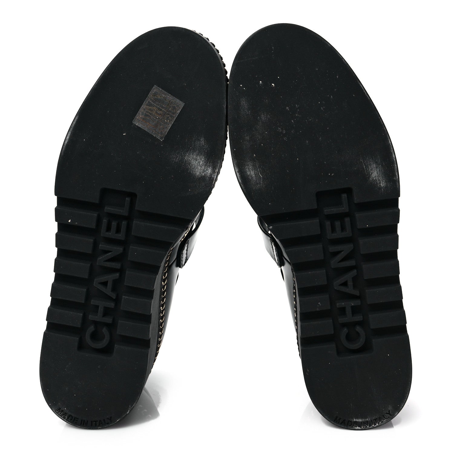 Chanel Shiny Calfskin Lace Up Platform Loafers 37 Black 5 of 8