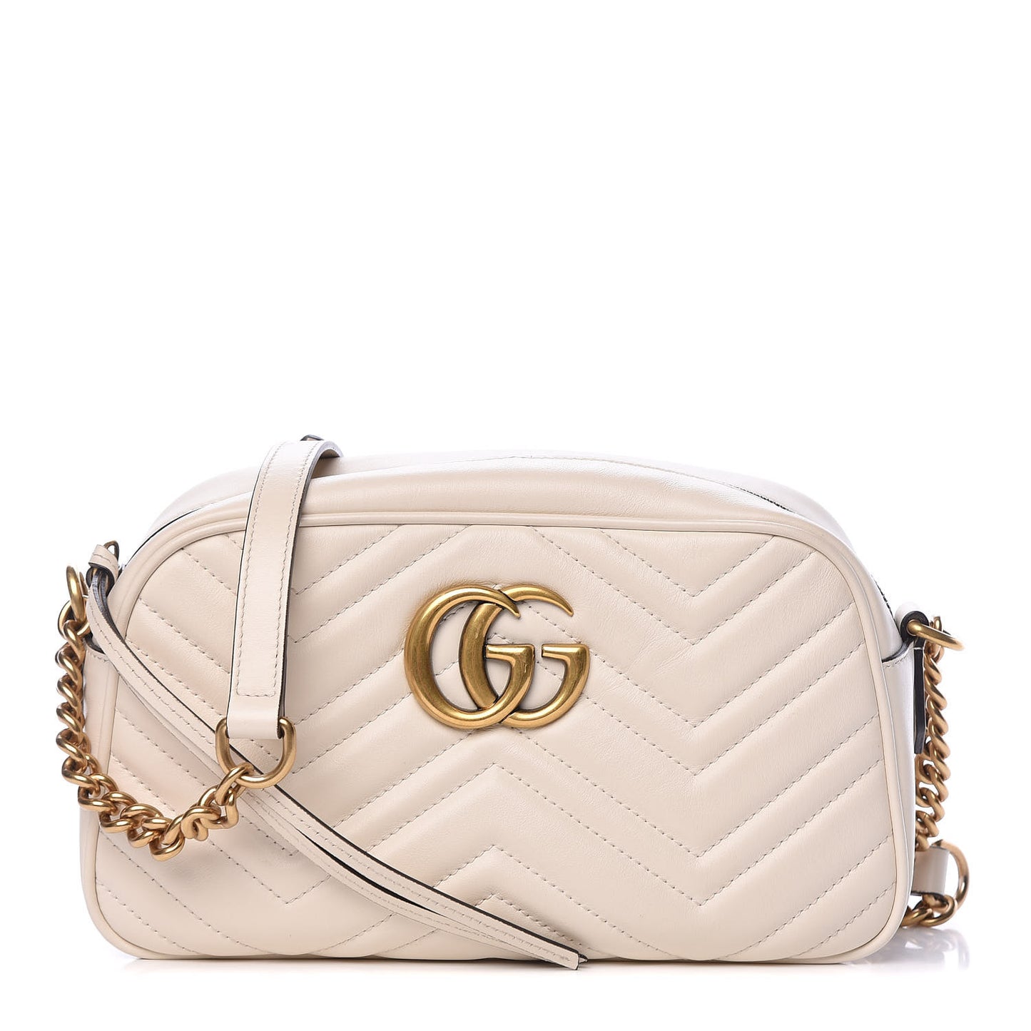 Calfskin Matelasse Small GG Marmont Chain Shoulder Bag White