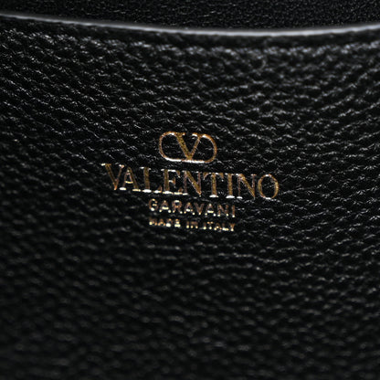 Valentino Garavani Grained Calfskin Rockstud Hobo Bag Black 6 of 9