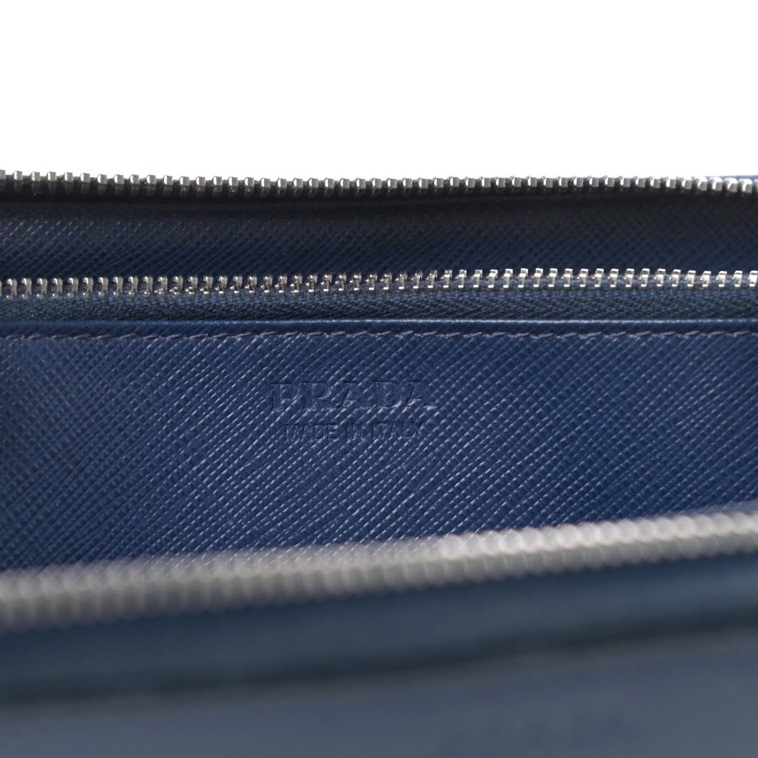 Prada Saffiano Zip Around Wallet Bleuette 6 of 6