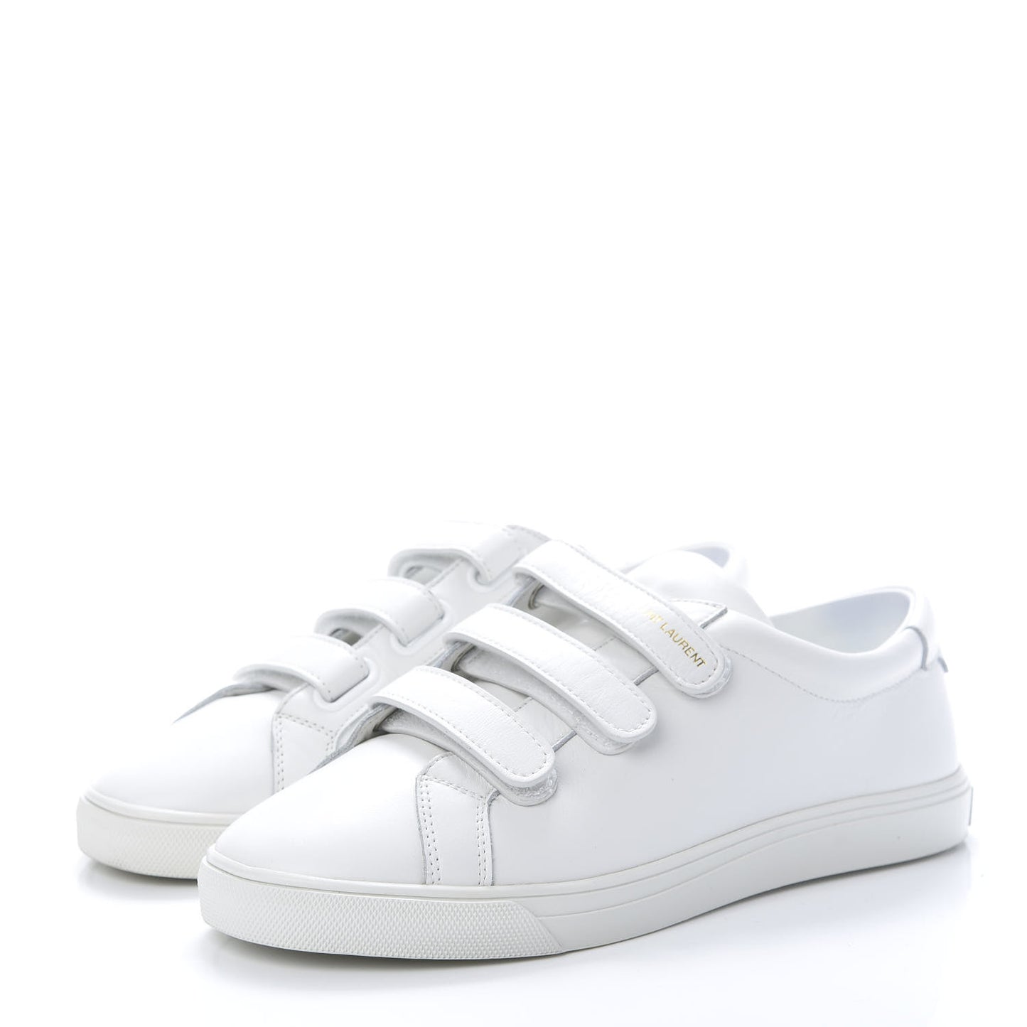 Calfskin Mens Andy Velcro Strap Low Top Sneakers 39 White