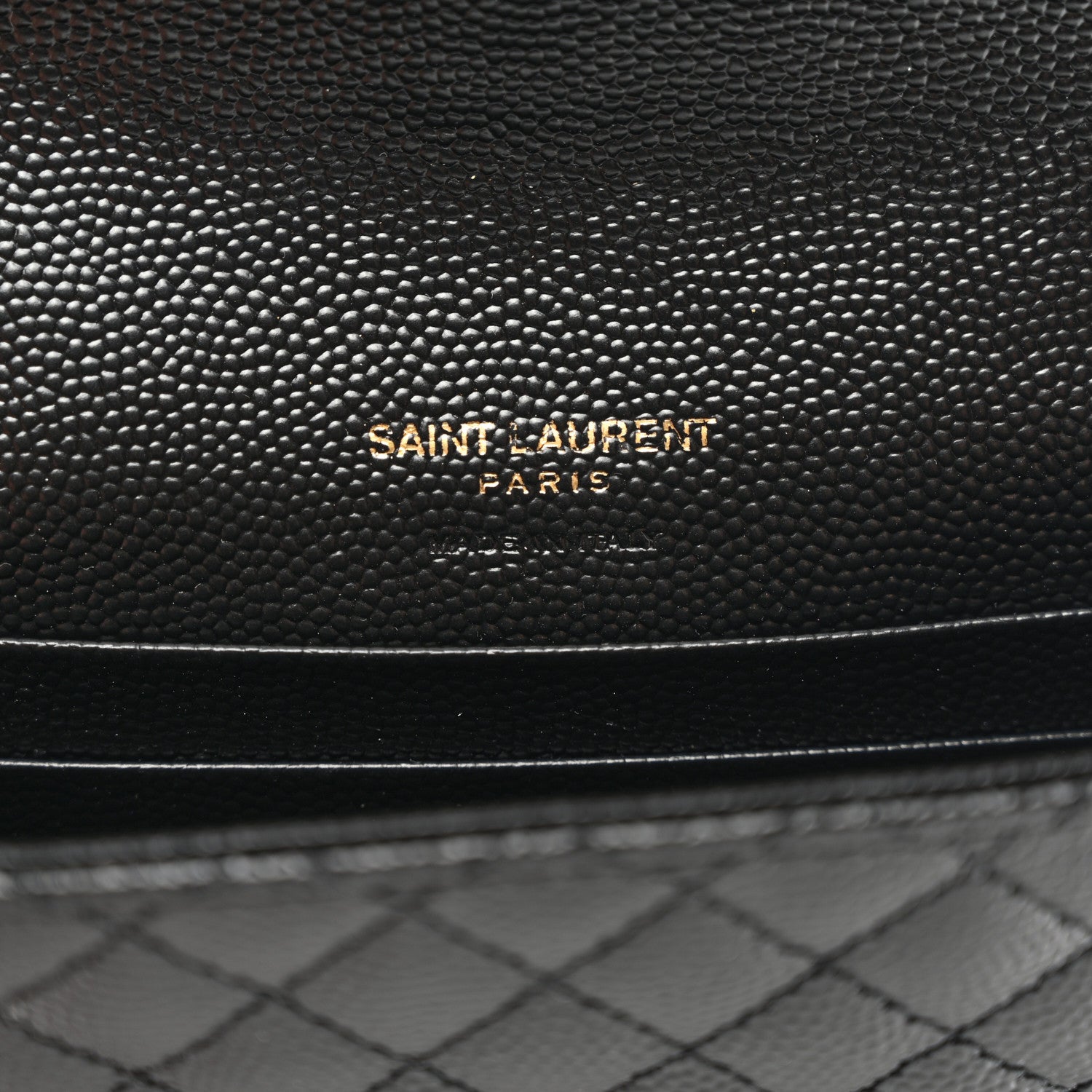 Saint Laurent Grain De Poudre Textured Mixed Matelasse Triquilt Small Monogram Envelope Wallet Black 6 of 6