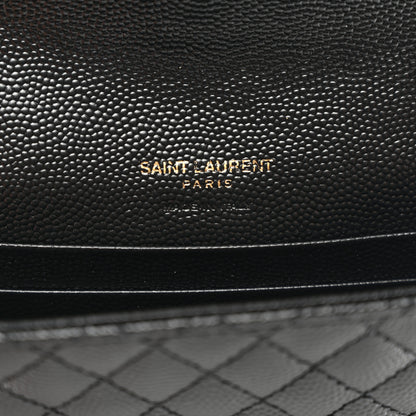 Saint Laurent Grain De Poudre Textured Mixed Matelasse Triquilt Small Monogram Envelope Wallet Black 6 of 6