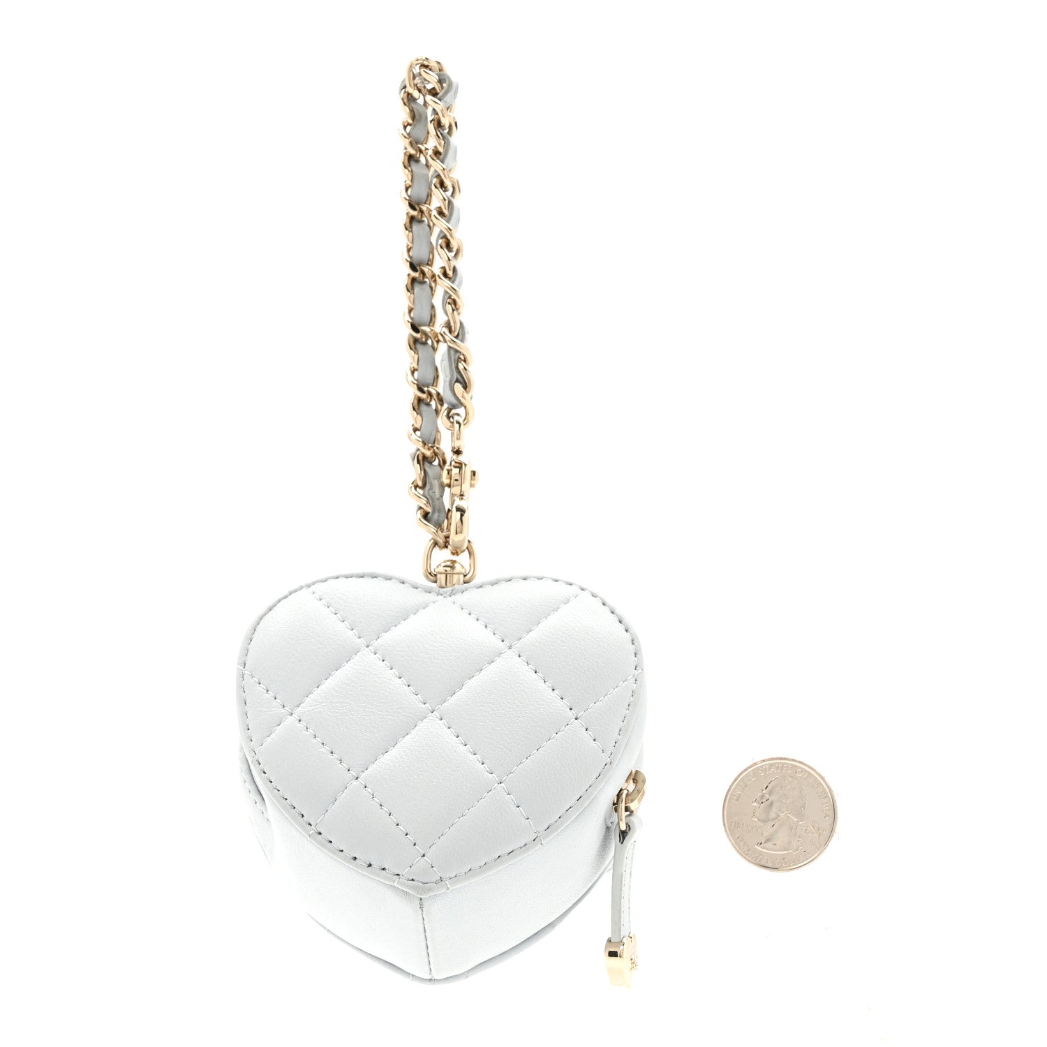 Chanel Lambskin Quilted CC In Love Mini Heart Bag Charm  Light Blue 4 of 14