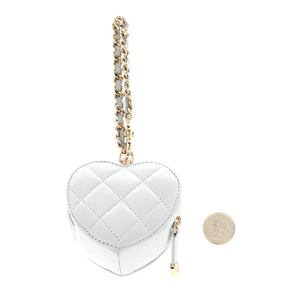 Chanel Lambskin Quilted CC In Love Mini Heart Bag Charm  Light Blue 4 of 14
