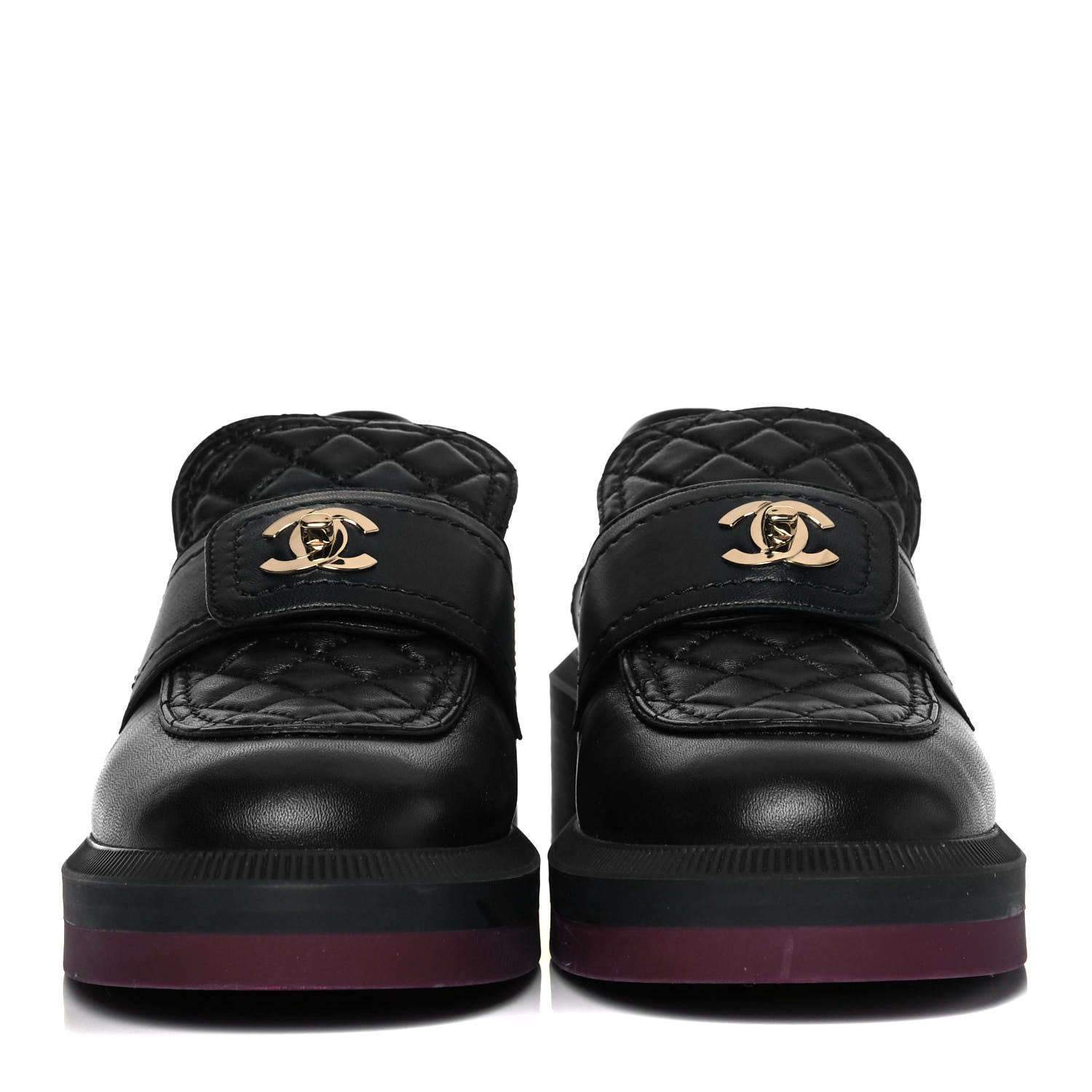 Chanel Lambskin Quilted CC Turnlock Loafers 39 Black 2 of 9