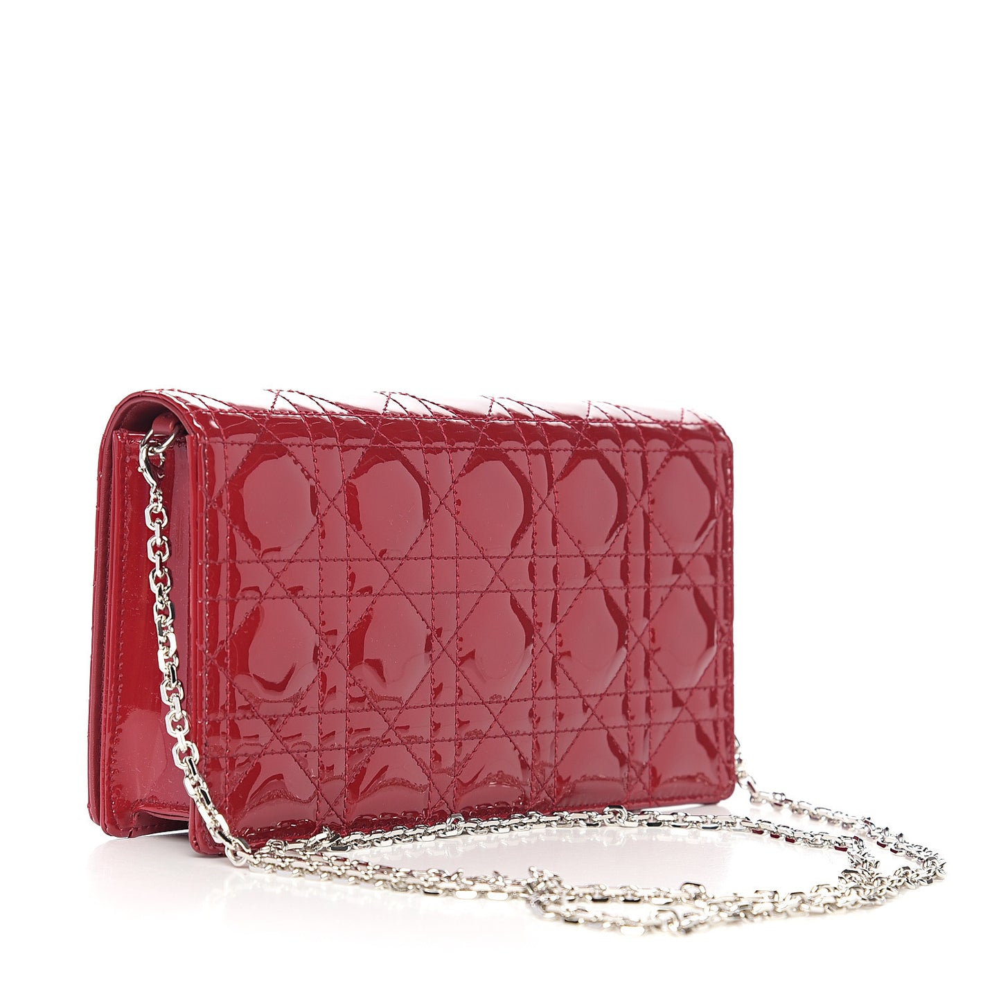 Patent Cannage Lady Dior Clutch Red