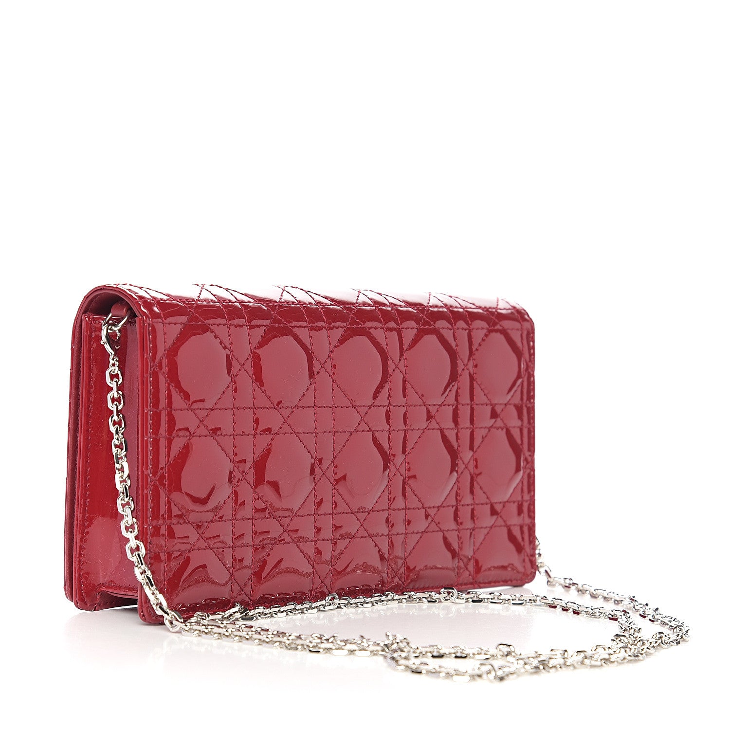 Christian Dior Patent Cannage Lady Dior Clutch Red 2 of 10
