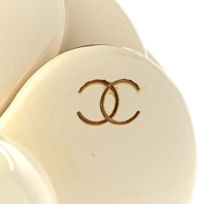 Chanel Enamel CC Camellia Brooch Pin Ivory Gold 4 of 6