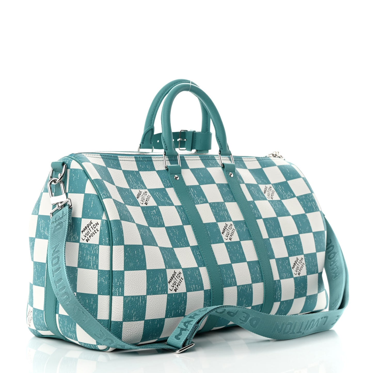 Calfskin Damier Keepall Bandouliere 45 Teal