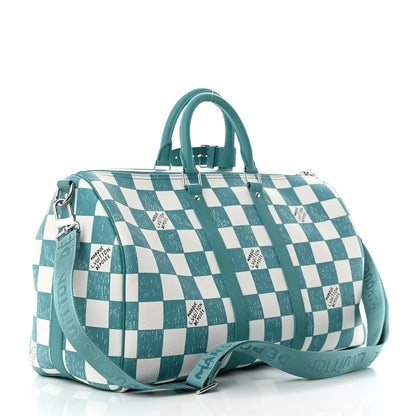 Louis Vuitton Calfskin Damier Keepall Bandouliere 45 Teal 2 of 11