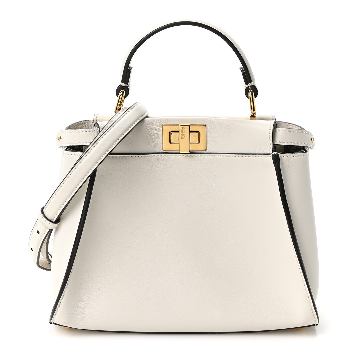 Vitello Seta Suede FF Mini Peekaboo Iconic Satchel White Ice