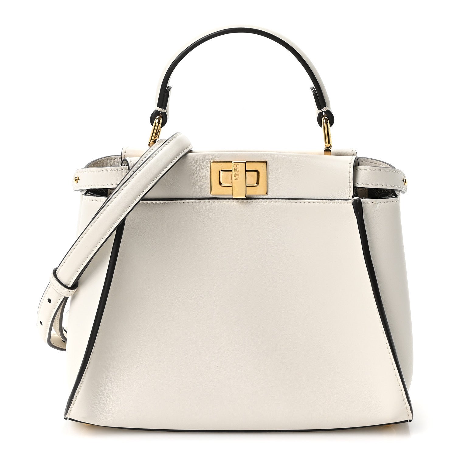 Fendi Vitello Seta Suede FF Mini Peekaboo Iconic Satchel White Ice 1 of 9