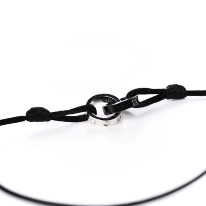 Cartier 18K White Gold Ceramic 4 Diamond LOVE Cord Bracelet Black 5 of 5
