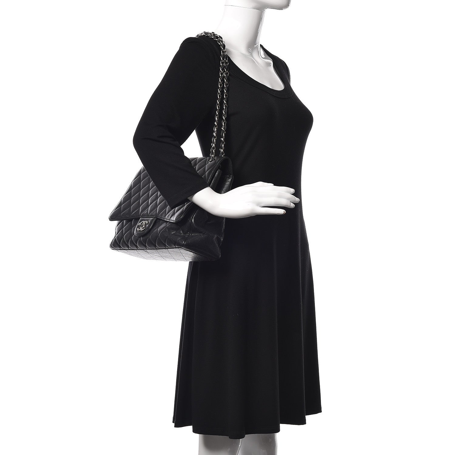 Chanel Caviar Quilted Maxi Single Flap Black 2 of 14